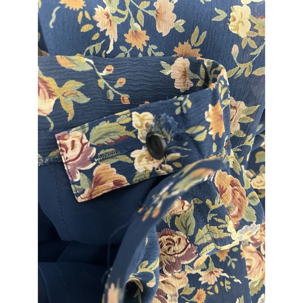 Vtg Liz Claiborne LizSport Blue Floral Maxi Skirt sz 16 Rose Tiered 90s Fairy‎ - Picture 9 of 10